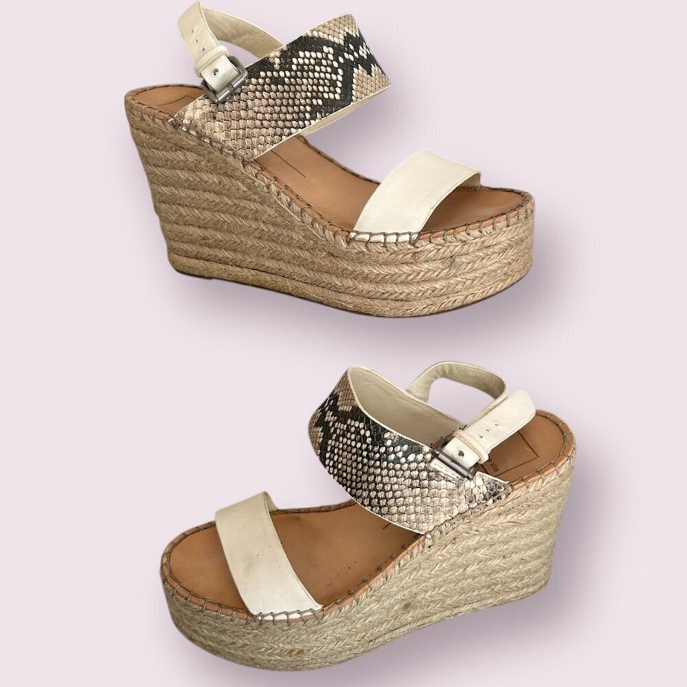 Dolce Vita Spiro Espradrille Wedge Sandal Size 8 Snakeskin Sandal 100% Leather